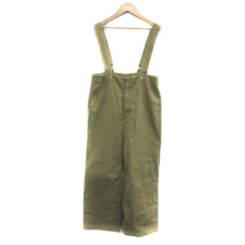 【中古】ディスコート Discoat ワイドパンツ ロング丈 無地 サスペンダー付き M ベージュ /YS14 レディース 【ベクトル 古着】 250616
