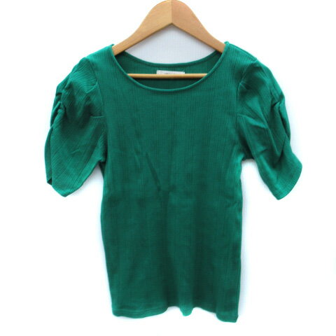 【中古】オペークドットクリップ OPAQUE.CLIP カットソー 半袖 ラウンドネック ギャザー M 緑 グリーン /SM6 レディース 【ベクトル 古着】 250616