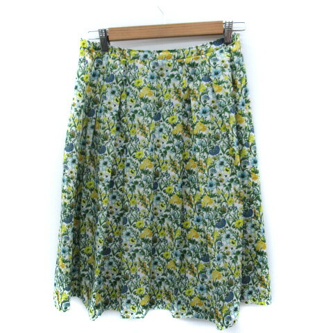 【中古】ジェイプレス J.PRESS フレアスカート ミモレ丈 花柄 11 マルチカラー 黄 イエロー 緑 グリーン /SM7 レディース 【ベクトル 古着】 250630