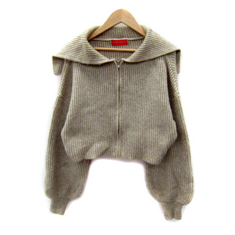 【中古】レピピアルマリオ repipi armario ニット セーター 長袖 セーラーカラー ジップアップ 無地 S 140 ベージュ /SY38 女の子 キッズ 【ベクトル 古着】 250626