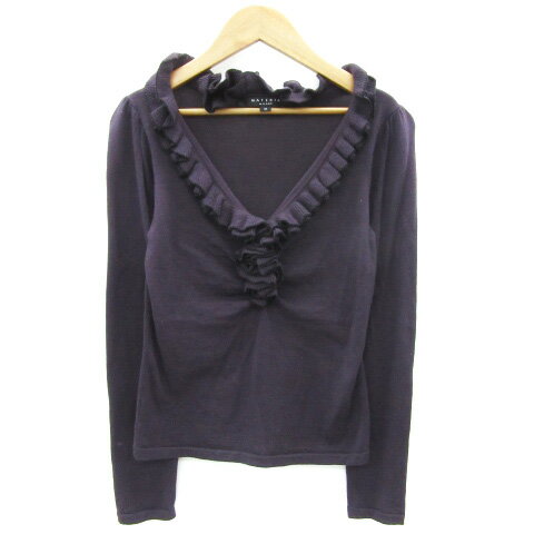 【中古】マテリア MATERIA ニット カットソー 長袖 フリル 38 M パープル 紫 /YM5 レディース 【ベクト..