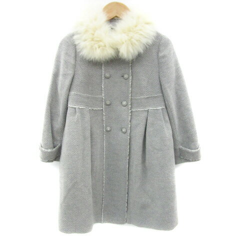 【中古】ジルスチュアート JILL STUART ステンカラーコート ロング丈 ダブルボタン ファー付き ウール ..