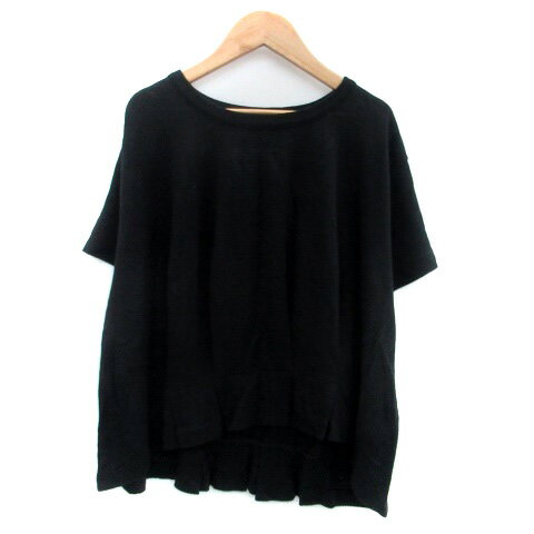 【中古】ハンズオブクリエイション Hands of creation ニット カットソー クルーネック 半袖 無地 麻 ..