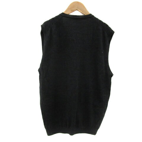 【中古】イーエクスクラブ EX-CLUB ニットベスト ミドル丈 Vネック 前開き LL ダークグレー /YS24 メンズ 【ベクトル 古着】 250728