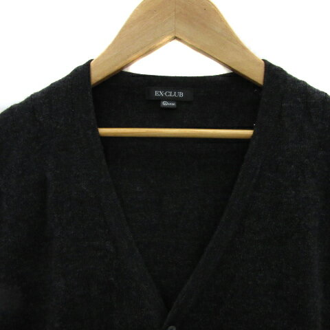 【中古】イーエクスクラブ EX-CLUB ニットベスト ミドル丈 Vネック 前開き LL ダークグレー /YS24 メンズ 【ベクトル 古着】 250728