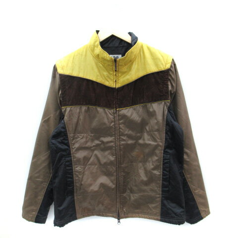 【中古】タケオキクチ TAKEO KIKUCHI 中綿ジャケット 中綿ベスト ブルゾンジャケット 2WAY ミドル丈 スタンドカラー コーデュロイ 切替 ナイロン 3 マルチカラー 茶 ブラウン /SM28 メンズ 【ベクトル 古着】 250729