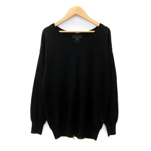 【中古】アンタイトル UNTITLED ニット カットソー 長袖 Vネック 無地 2 黒 ブラック /SY30 レディース..