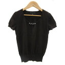 【中古】アンタイトル UNTITLED ニット カットソー 半袖 ラウンドネック フェイクパール 0 チャコールブラック /YS17 レディース 【ベクトル 古着】 250729|詳細画像
