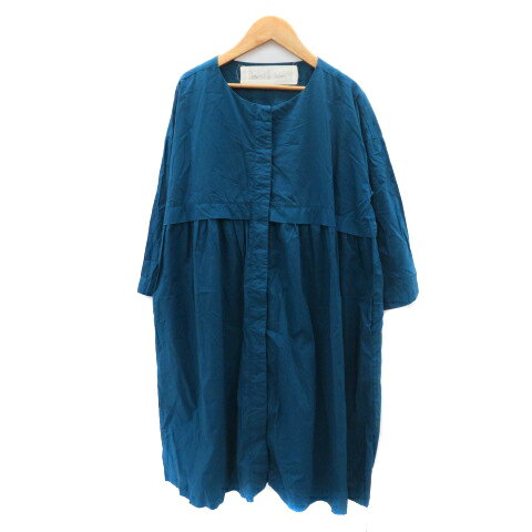 【中古】アトリエドゥサボン l'atelier du savon シャツワンピース ミモレ丈 七分袖 F ブルーグリーン /YK38 レディース 【ベクトル 古着】 250815 【中古】アトリエドゥサボン l'atelier du savon シャツワンピース ミモレ丈 七分袖 F ブルーグリーン /YK38 レディース 【ベクトル 古着】 250815