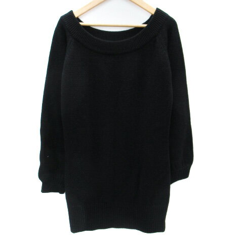 【中古】ヴィニー Vigny ニットワンピース ミニ丈 長袖 ラメ 38 M 黒 ブラック /SM26 レディース 【ベクトル 古着】 250804