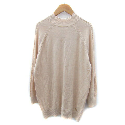 【中古】ミシェルマカロン michell Macaron ニット カットソー ロング丈 長袖 無地 バックリボン F ピンク /SY36 レディース 【ベクトル 古着】 250815