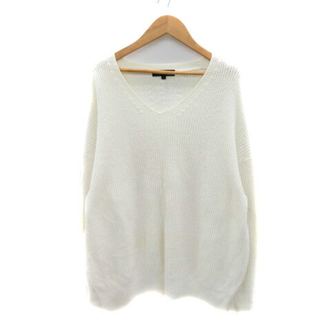 【中古】アンタイトル UNTITLED ニット カットソー 長袖 Vネック 2 オフホワイト /YK41 レディース 【..