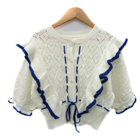 【中古】ダブルクローゼット w closet カーディガン ミドル丈 五分袖 透かし編み オフホワイト 青 ブルー /YK22 レディース 【ベクトル 古着】 250819ブランドダブルクローゼット w closet表記サイズサイズ表記なし ※実寸サイズをご確認ください。実寸サイズ肩幅：38cm　身幅：43cm　袖丈：27cm　着丈：38cm　　素材アクリル84% ポリエステル16%色オフホワイト 青 ブルー ※色に関してはこの商品の出品者の主観で判断しておりますので、カタログや正規カラーとは言いまわしが異なる場合があります。仕様伸縮性あり状態使用感が少なく、かなり状態の良い商品です。 ※あくまでも中古品ですので掲載写真や記載内容をご確認いただき、ご理解の上ご購入ください。商品のお問い合わせの回答を休止しております。＊各商品ページの商品詳細等をご確認の上ご購入ください。【中古】ダブルクローゼット w closet カーディガン ミドル丈 五分袖 透かし編み オフホワイト 青 ブルー /YK22 レディース 【ベクトル 古着】 250819状態ランク　”A”詳細については、下記および「状態ランクについて」ページをご覧ください。未使用・新品の商品ほぼ新品同様の商品使用感が少なく、かなり状態の良い商品使用感はあるが、傷や汚れの少ない商品使用感の他、傷や汚れが見られる商品かなり大きな傷みがある難あり商品※S〜CランクはUSED品となりますので、使用感をご理解の上でご入札下さい。状態ランクについてinformationブランドダブルクローゼット w closet表記サイズサイズ表記なし ※実寸サイズをご確認ください。実寸サイズ肩幅：38cm　身幅：43cm　袖丈：27cm　着丈：38cm　　素材アクリル84% ポリエステル16%色オフホワイト 青 ブルー ※色に関してはこの商品の出品者の主観で判断しておりますので、カタログや正規カラーとは言いまわしが異なる場合があります。仕様伸縮性あり状態使用感が少なく、かなり状態の良い商品です。 ※あくまでも中古品ですので掲載写真や記載内容をご確認いただき、ご理解の上ご購入ください。商品のお問い合わせの回答を休止しております。＊各商品ページの商品詳細等をご確認の上ご購入ください。本商品は一点物です他サイトや店舗にて販売している商品です。多少のお時間差にて欠品になることもございます。予めご了承頂ますようお願い致します。ベクトル・サイズガイドはこちらこの商品と同じブランドの商品を見る