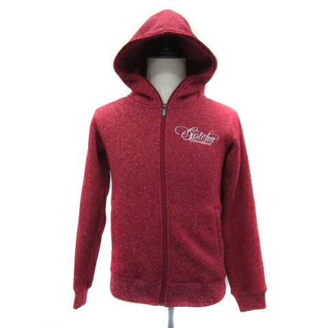 【中古】ガッチャ GOTCHA ジャケット パーカー ミドル丈 ジップアップ ロゴ刺? S 赤 レッド /YS26 メンズ 【ベクトル 古着】 250819