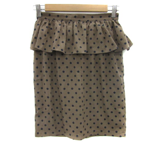 【中古】未使用品 ローズバッド ROSE BUD ペプラムスカート タイトスカート ひざ丈 ドット柄 1 茶 ブラウン 黒 ブラック /YS6 レディース 【ベクトル 古着】 250828ブランドローズバッド ROSE BUD表記サイズ1 ...