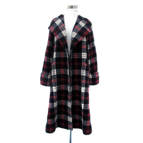 【中古】スナイデル SNIDEL ガウンコート ロング丈 前開き チェック柄 ウール F マルチカラー 赤 レッド /HO2 レディース 【ベクトル 古着】 250904