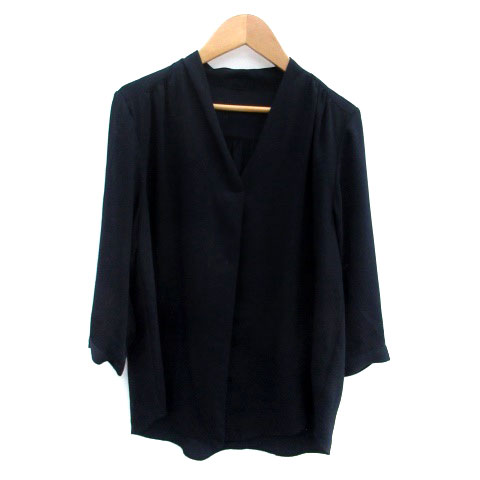 3-Quarter Sleeves - 【中古】アプワイザーリッシェ Apuweiser-riche ブラウス カットソー Vネック 七分袖 無地 1 S 紺 ネイビー /HO31 レディース 【ベクトル 古着】 250826