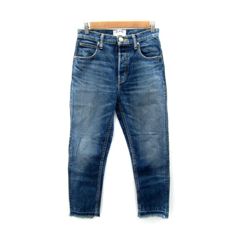 【中古】ブラック バイ マウジー BLACK by moussy デニムパンツ ジーンズ テーパードパンツ アンクル丈 ボタンフライ フリンジ 24 青 ブルー /SY19 レディース 【ベクトル 古着】 250903