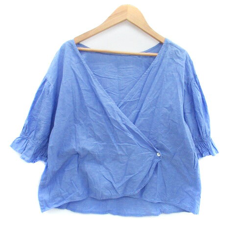 【中古】グローバルワーク GLOBAL WORK ブラウス カットソー カシュクール 半袖 フレアスリーブ 麻 リネン混 M 青 ブルー /HO30 レディース 【ベクトル 古着】 250902 vectorpremium-18639911 ブランド古着ベクトルプレミアム店 パッケージ画像