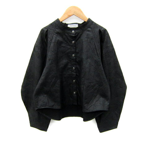 【中古】セッティミッシモ Settimissimo ブラウス シャツ 長袖 バンドカラー 総柄 F 黒 ブラック /SY18 レディース 【ベクトル 古着】 250917