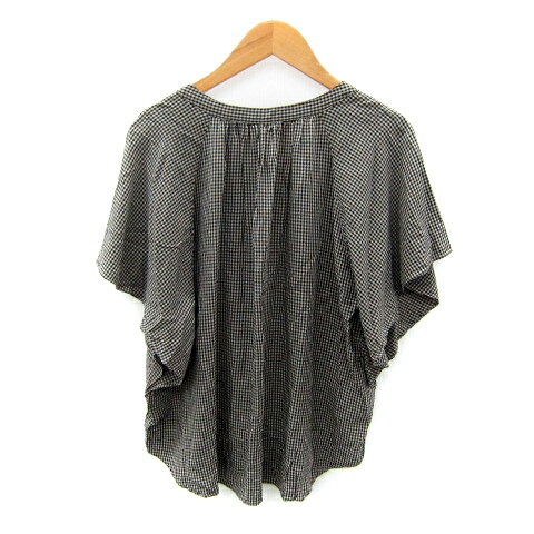 【中古】グローバルワーク GLOBAL WORK ブラウス シャツ 半袖 スリットネック ギンガムチェック柄 S 黒 ブラック ベージュ /SY38 レディース 【ベクトル 古着】 250917 vectorpremium-18659910 ブランド古着ベクトルプレミアム店 サンプル画像2