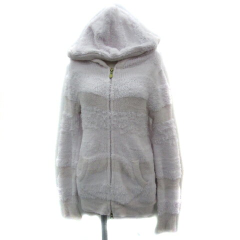 【中古】ジェラートピケ gelato pique ルームウェア ジャケット パーカー ミドル丈 ジップアップ ボーダー柄 F 薄ピンク /YS16 レディース 【ベクトル 古着】 250926