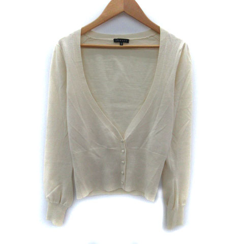 【中古】セオリー Theory ニットカーディガン ミドル丈 Vネック 2 アイボリー /SM7 レディース 【ベクトル 古着】 250918