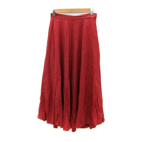 【中古】ジーナシス JEANASIS フレアスカート ロング丈 マキシ丈 無地 リネン 麻 F 赤 レッド /SY24 レディース 【ベクトル 古着】 250924