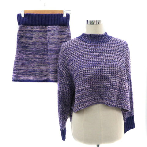 【中古】ジーナシス JEANASIS セットアップ 上下 ニット セーター 長袖 フレアスカート ミニ丈 F パープル /YK1 レディース 【ベクトル 古着】 251010