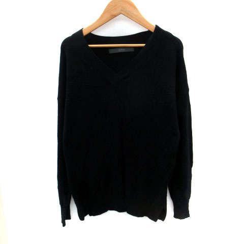 【中古】ブージュルード Bou Jeloud ニット カットソー 長袖 Vネック F 黒 ブラック /SM7 レディース ..