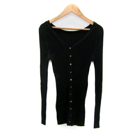 【中古】プルミエアロンディスモン 1er Arrondissement リブニットカーディガン ミドル丈 Vネック 無地 モスグリーン /SY1 レディース 【ベクトル 古着】 251028