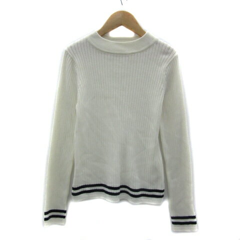 【中古】ミラオーウェン Mila Owen リブニット カットソー 長袖 ラウンドネック ライン F 白 ホワイト ..