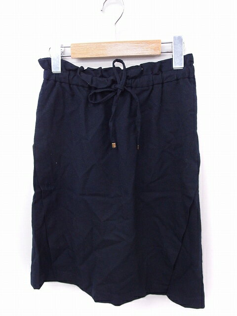 【中古】アナトリエ ANATELIER スカート イージー タイト ひざ丈 ウール 無地 34 ネイビー 紺 /FT30 レディース 【ベクトル 古着】 200214 ブランド古着ベクトルプレミアム店