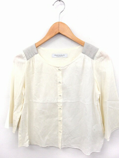 Rakuten - 【中古】B&Y ユナイテッドアローズ BEAUTY&YOUTH ビューティー&ユース シャツ ブラウス 丸首 七分袖 綿 アイボリー 白 /FT12 レディース 【ベクトル 古着】 200220 ブランド古着ベクトルプレミアム店