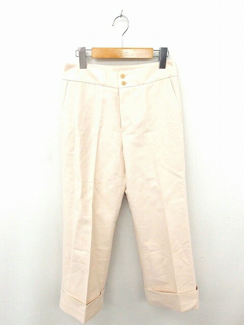 【中古】トゥモローランドコレクション TOMORROWLAND collection パンツ スラックス ジップフライ ロールアップ 綿 コットン 34 薄茶 ベージュ /TT58 レディース 【ベクトル 古着】 200217 ブランド古着...