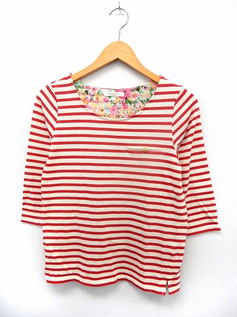 Other - 【中古】ショコラフィネローブ chocol raffine robe カットソー Tシャツ バスクシャツ ボーダー 七分袖 ボートネック F レッド ホワイト /ST30 レディース 【ベクトル 古着】 200228 ブランド古着ベクトルプレミアム店