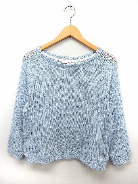 Three-Quarter Knit - 【中古】ピンクアドベ pink adobe ニット セーター ボートネック 長袖 透け感 シンプル M ブルー /ST6 レディース 【ベクトル 古着】 210203 ブランド古着ベクトルプレミアム店