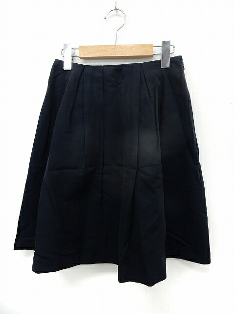 【中古】エムプルミエ M-Premier スカート 膝丈 フレア サイドジップ シンプル 36 ブラック /ST43 レディース 【ベクトル 古着】 20022..