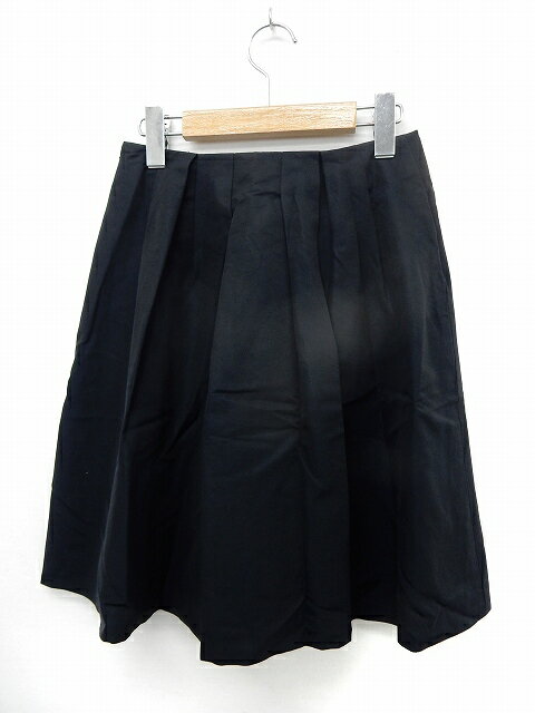 【中古】エムプルミエ M-Premier スカート 膝丈 フレア サイドジップ シンプル 36 ブラック /ST43 レディース 【ベクトル 古着】 200229 ブランド古着ベクトルプレミアム店