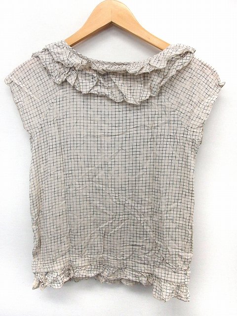 【中古】ブロードゥリー&コー Broderie&Co ナノユニバース カットソー ブラウス 半袖 格子柄 フリル リボン F ベージュ /ST21 レディース 【ベクトル 古着】 200307 ブランド古着ベクトルプレミアム店 vectorpremium-17101667 ブランド古着ベクトルプレミアム店 サンプル画像2