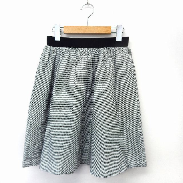 【中古】B&Y ユナイテッドアローズ BEAUTY&YOUTH ビューティー&ユース スカート 膝丈 フレア ギャザー 柄 バックジップ M ブラック /ST24 レディース 【ベクトル 古着】 200312 ブランド古着ベクトルプレミアム店