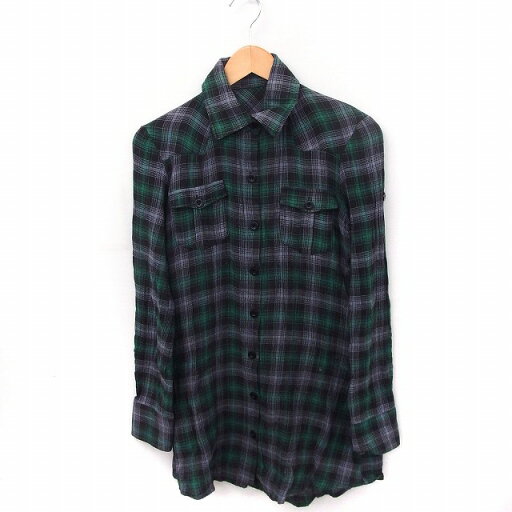 【中古】フレール Fleur チュニック シャツ チェック 長袖 コットン 綿 M グリーン 緑 /FT14 レディース 【ベクトル 古着】 200508 ブランド古着ベクトルプレミアム店 【中古】フレール Fleur チュニック シャツ チェック 長袖 コットン 綿 M グリーン 緑 /FT14 レディース 【ベクトル 古着】 200508 ブランド古着ベクトルプレミアム店