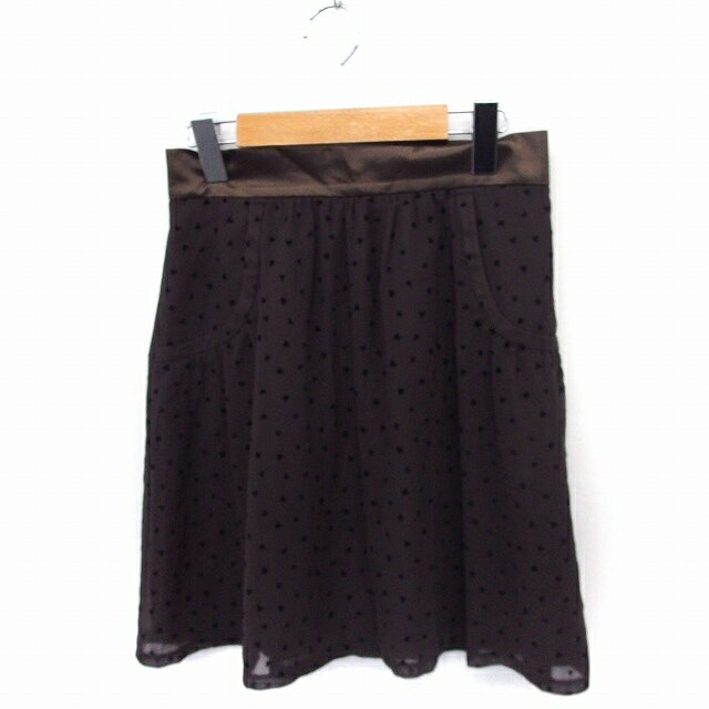 【中古】シンシアローリー CYNTHIA ROWLEY スカート ハート柄 ギャザー ミニ ジップ 2 ブラウン 茶 /FT10 レディース 【ベクトル 古着】 200529 ブランド古着ベクトルプレミアム店