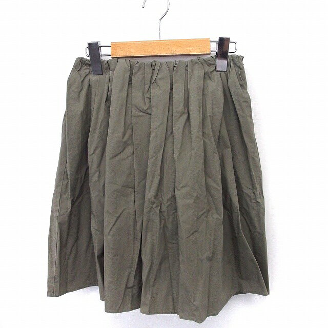 【中古】スピック&スパン Spick&Span スカート ギャザー ひざ丈 無地 シンプル 綿 34 カーキ /FT9 レディース 【ベクトル 古着】 200529 ブランド古着ベクトルプレミアム店