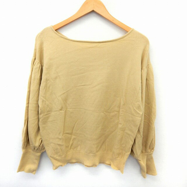 Boat Neck - 【中古】NATURAL COUTURE ニット セーター プルオーバー 長袖 リブ袖 ボートネック シンプル F ベージュ /ST11 レディース 【ベクトル 古着】 200521 ブランド古着ベクトルプレミアム店
