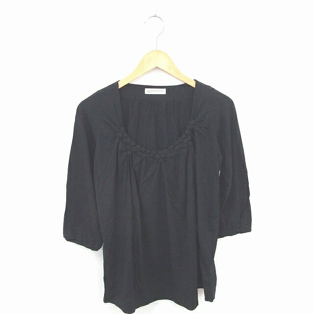 【中古】B&Y ユナイテッドアローズ BEAUTY&YOUTH ビューティー&ユース チュニック ワンピース Uネック ドレープ 綿 コットン 長袖 黒 ブラック /TT29 レディース 【ベクトル 古着】 200321 ブランド古着ベクトルプレミアム店