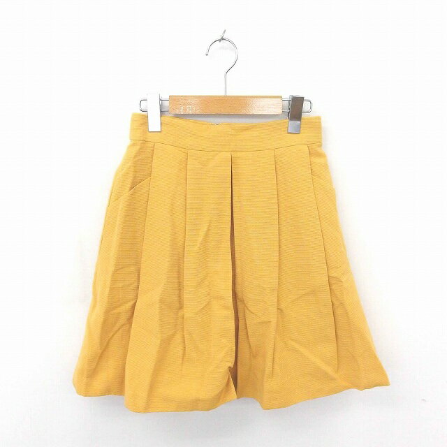 【中古】ロペ ROPE スカート フレア ひざ丈 無地 シンプル バックファスナー 綿 コットン 36 からし色 マスタード /TT33 レディース 【ベクトル 古着】 200323 ブランド古着ベクトルプレミアム店