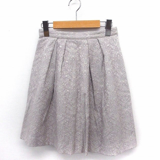 【中古】ジャスグリッティー JUSGLITTY スカート 総柄 フレア ひざ丈 コットン 綿 0 グレー 灰 /FT13 レディース 【ベクトル 古着】 200611 ブランド古着ベクトルプレミアム店