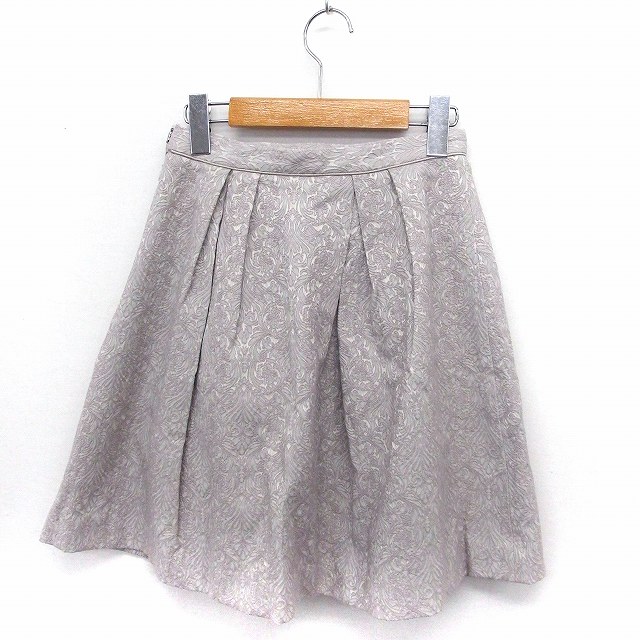 【中古】ジャスグリッティー JUSGLITTY スカート 総柄 フレア ひざ丈 コットン 綿 0 グレー 灰 /FT13 レディース 【ベクトル 古着】 200611 ブランド古着ベクトルプレミアム店