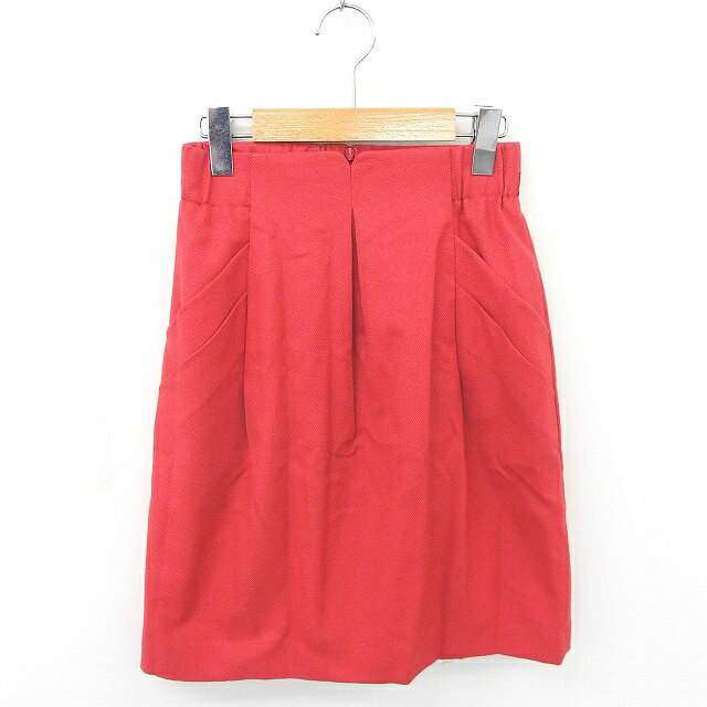 ストロベリーフィールズ STRAWBERRY-FIELDS スカート フレア ひざ丈 無地 シンプル バックジップ 赤 レッド 1 /TT36 レディース  200411 ブランド古着ベクトルプレミアム店